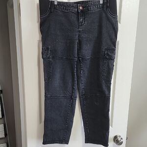 Women's Maternity Black Cargo Jeans